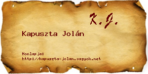 Kapuszta Jolán névjegykártya
