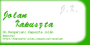 jolan kapuszta business card
